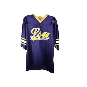 LSU Football Jersey Men's Sz L Purple Shirt Gold Letters Captivating Apparel #32